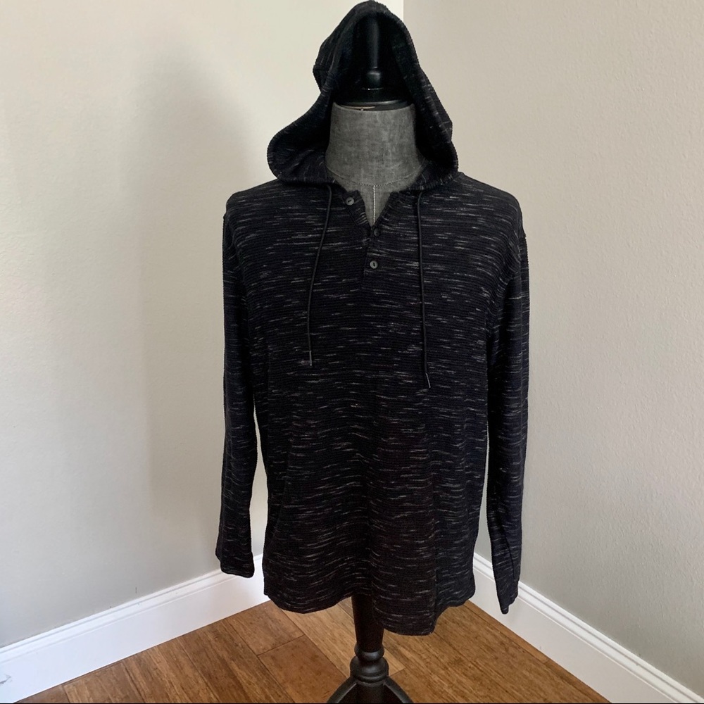 Alfani Men Long Sleeve Heather Black Shirt w/ Hood
